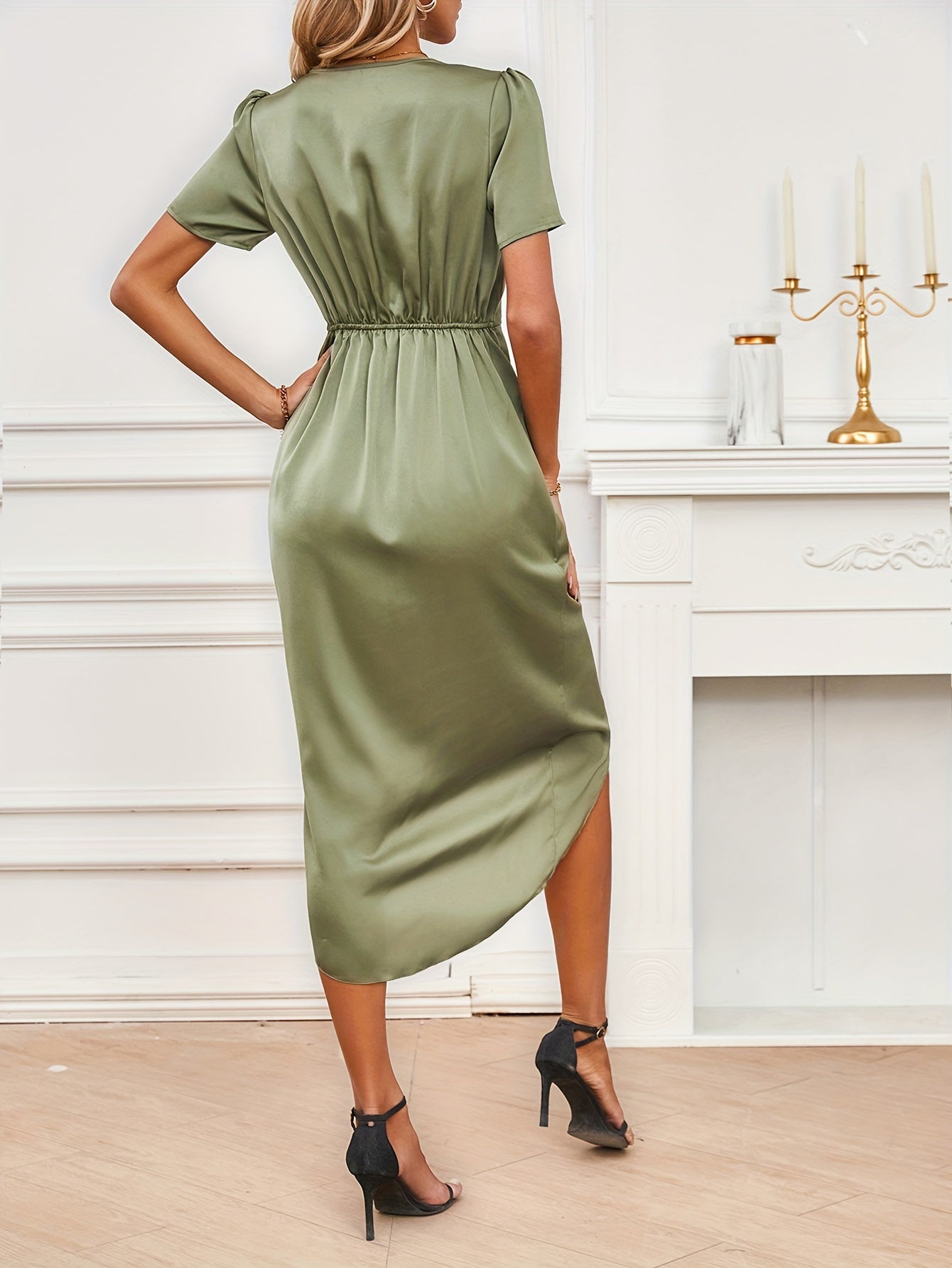 Floryn™ |  Elegant Satin Wrap Dress