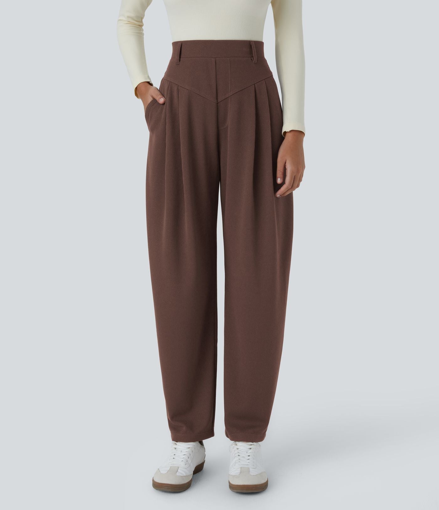 Evie™ | Ribbed High Waist Trousers