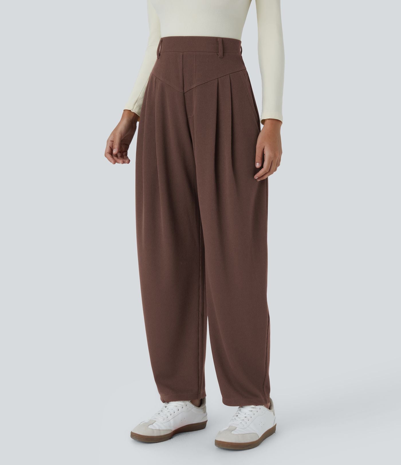 Evie™ | Ribbed High Waist Trousers