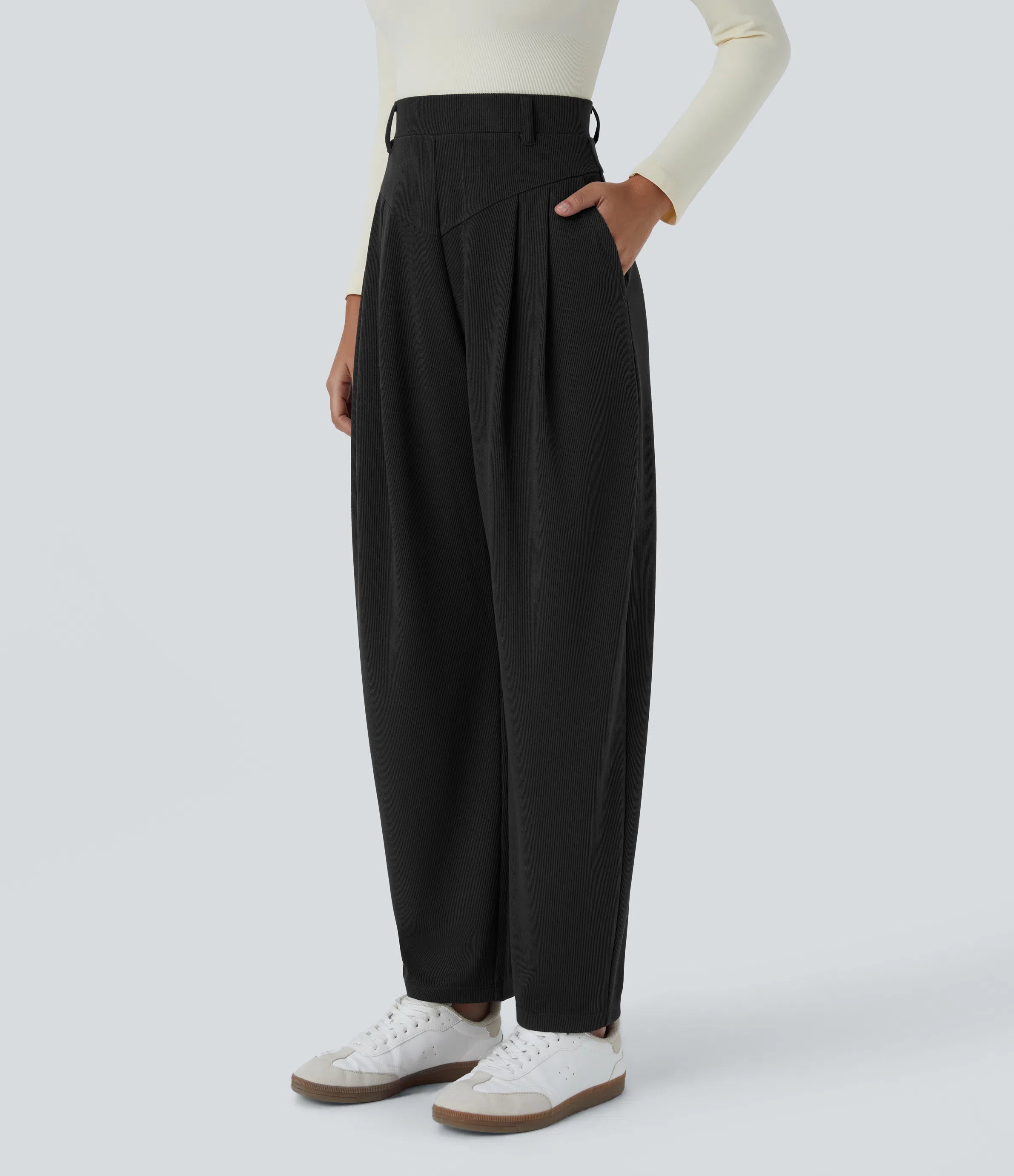 Evie™ | Ribbed High Waist Trousers