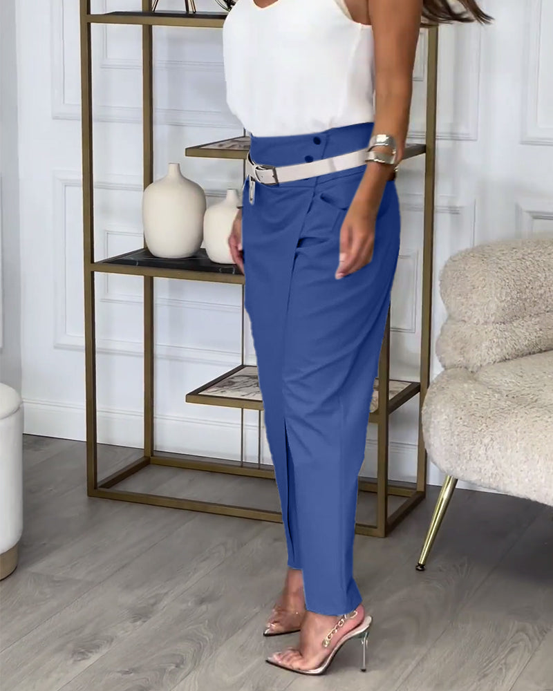 Ellie™ | Patchwork Trousers with Belt