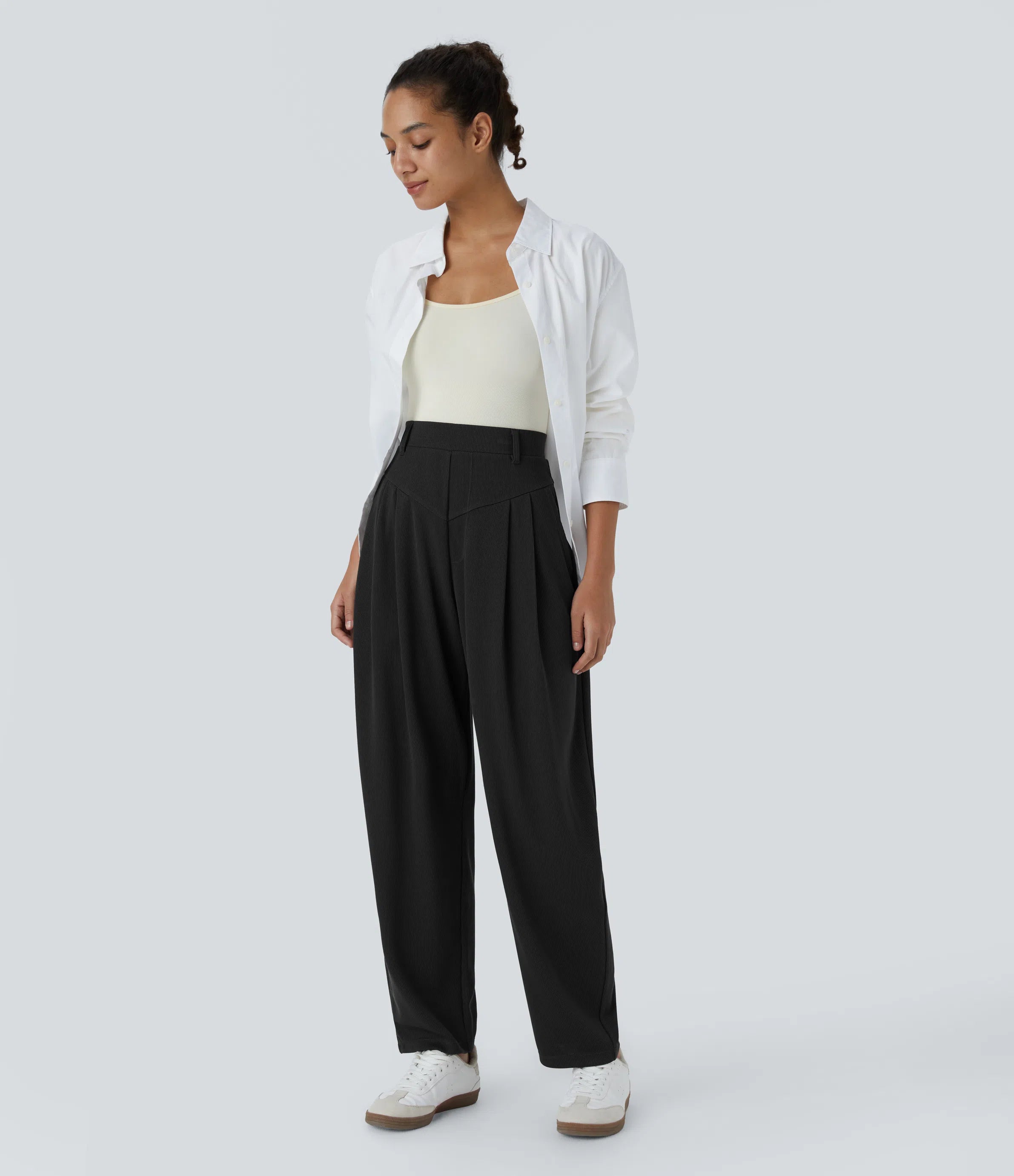 Evie™ | Ribbed High Waist Trousers