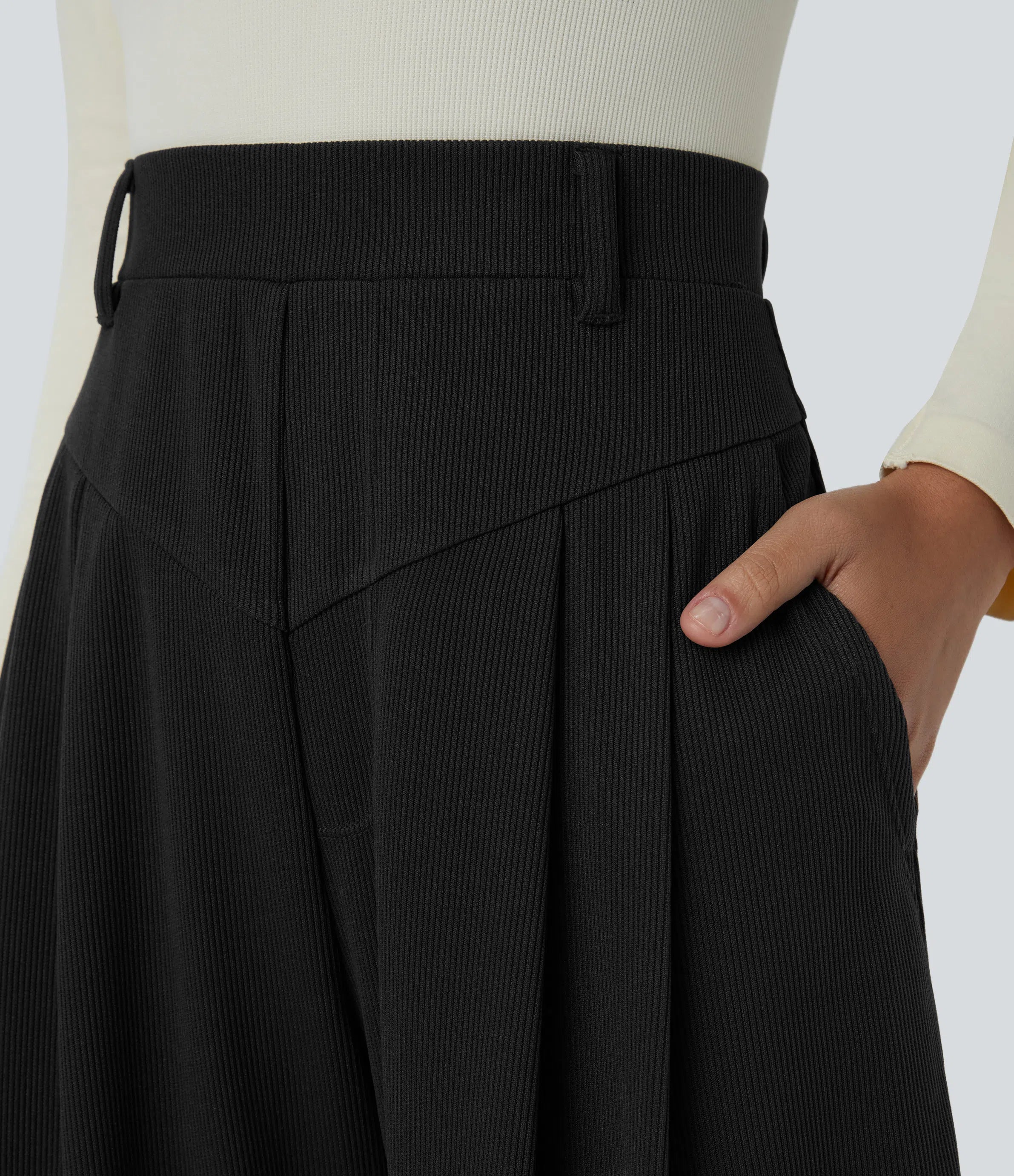 Evie™ | Ribbed High Waist Trousers