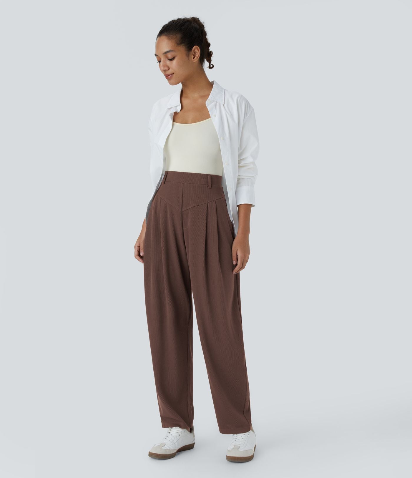 Evie™ | Ribbed High Waist Trousers