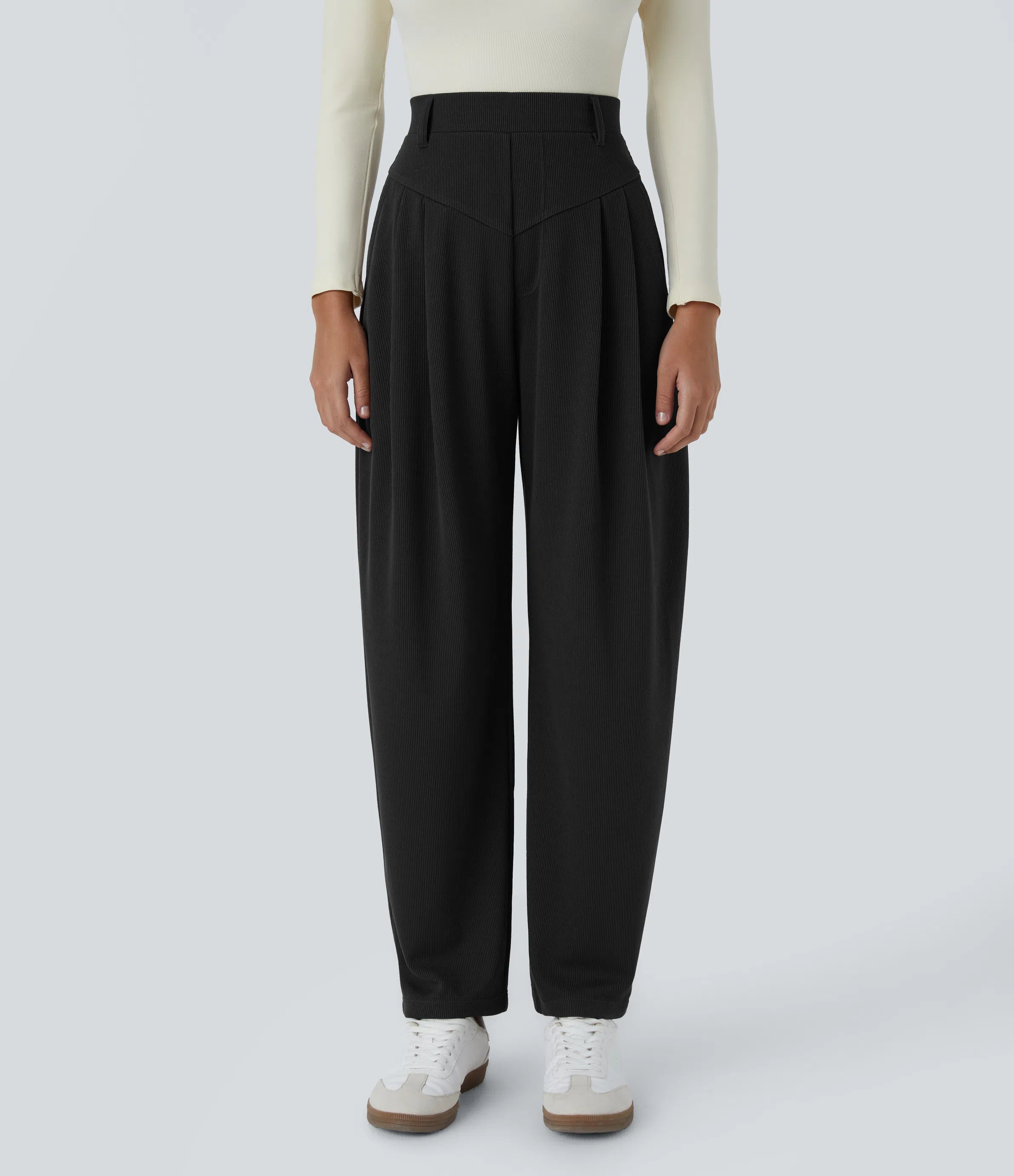 Evie™ | Ribbed High Waist Trousers