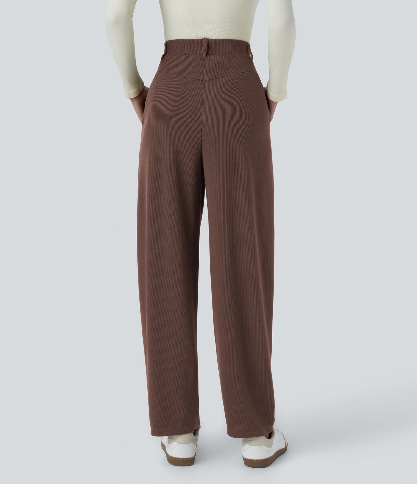 Evie™ | Ribbed High Waist Trousers