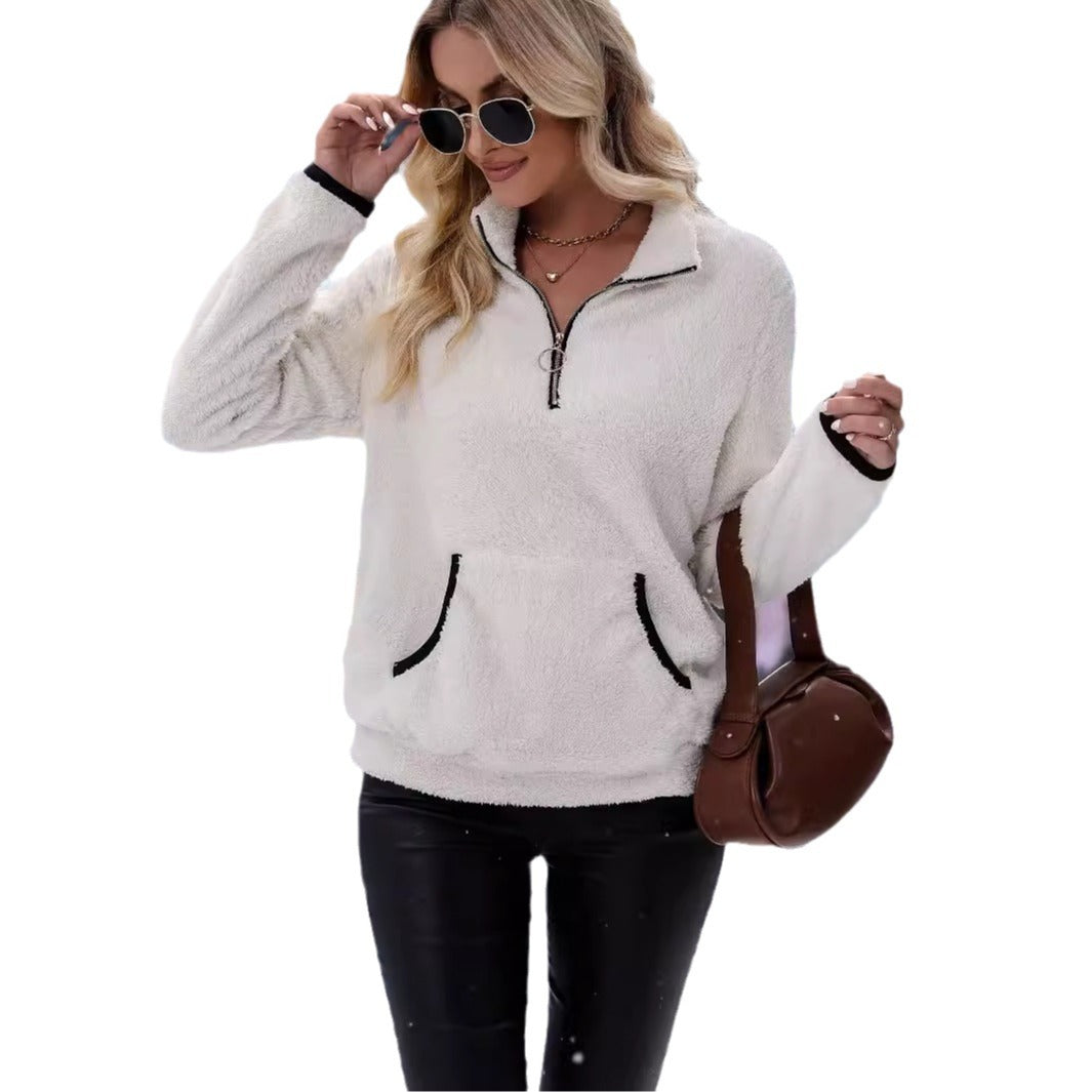 Jessica™ | Half Zip Plush Zip Up Sweater