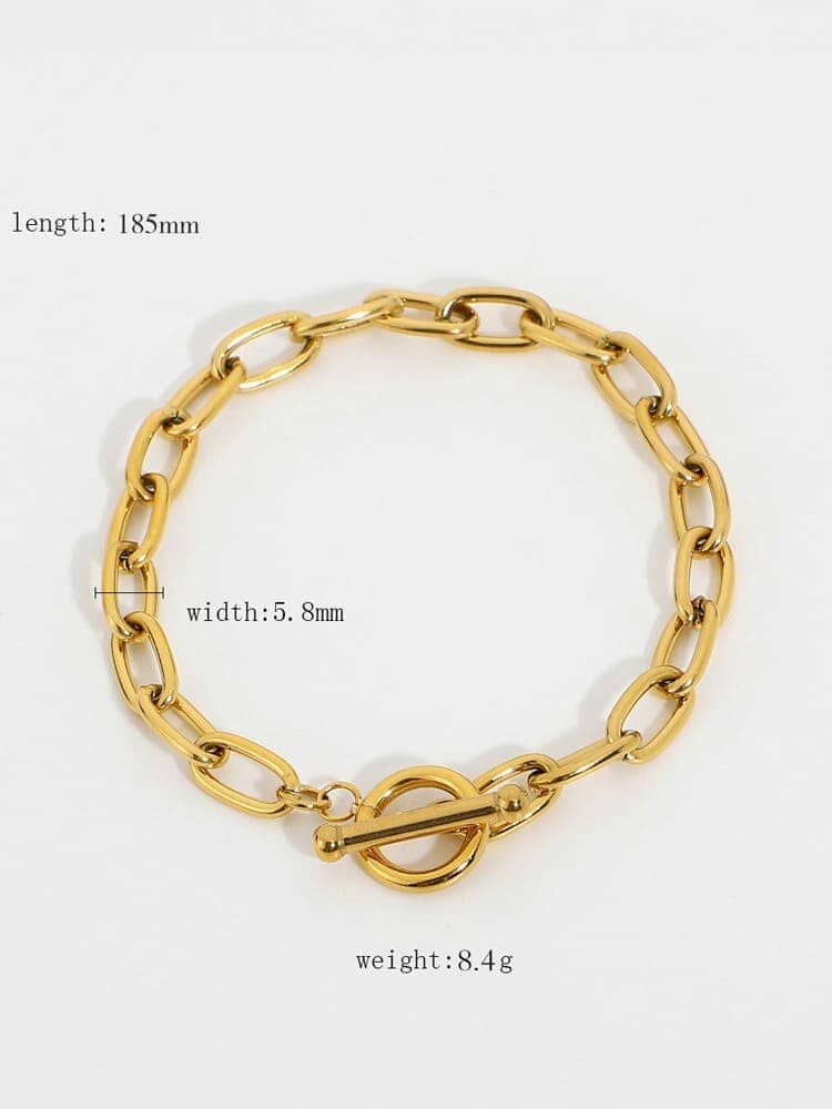 Refi™ | Rectangular Link T-Bar Bracelet - Gold