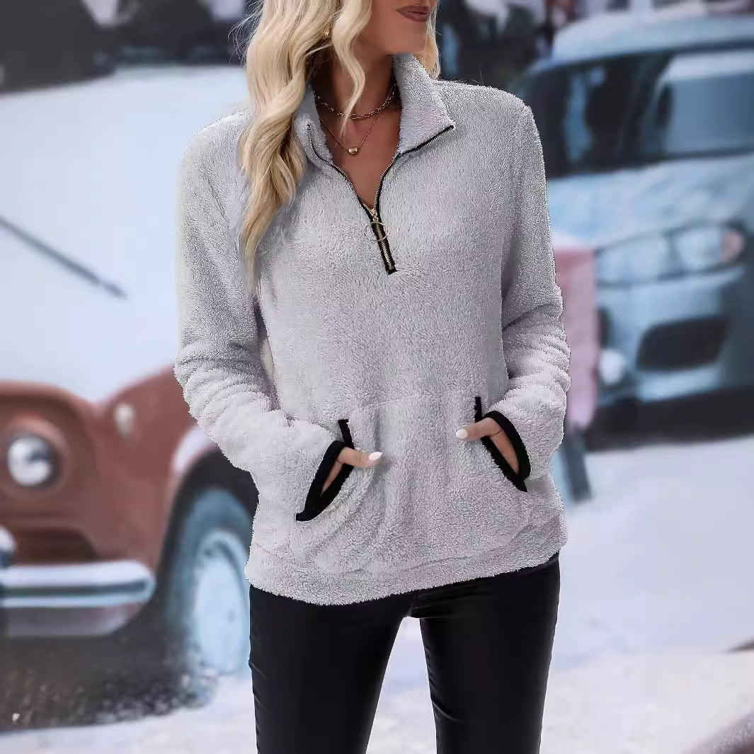 Jessica™ | Half Zip Plush Zip Up Sweater