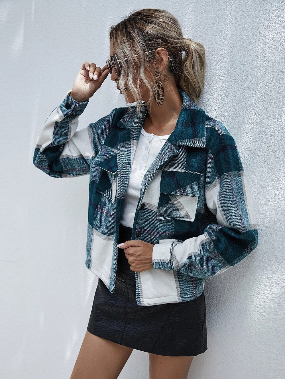 Gina™ | Elegant Checkered Lapel Jacket