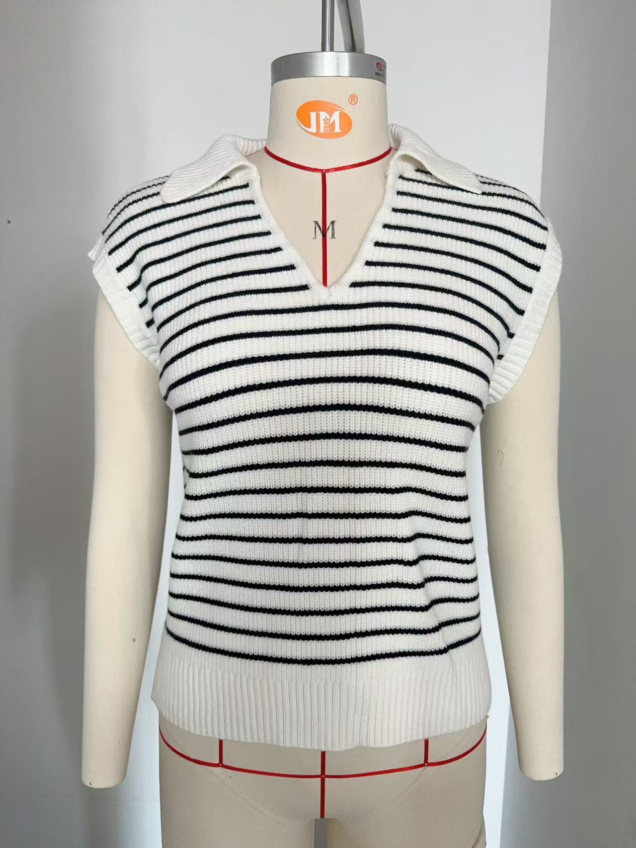 Luna™ | Elegant Striped V Neck Pullover