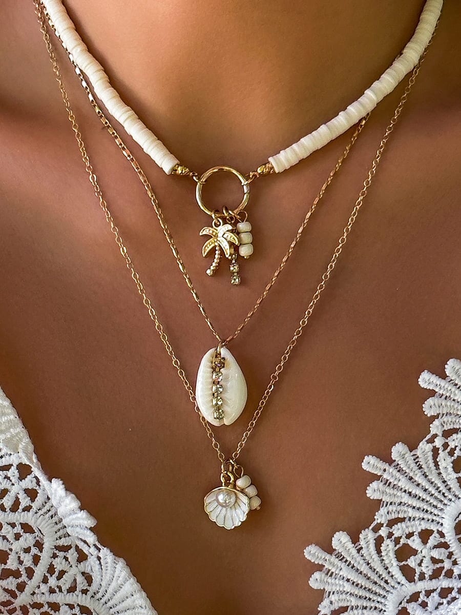 Boo™ | Shell And Sunflower Pendant Multi-layered Necklace