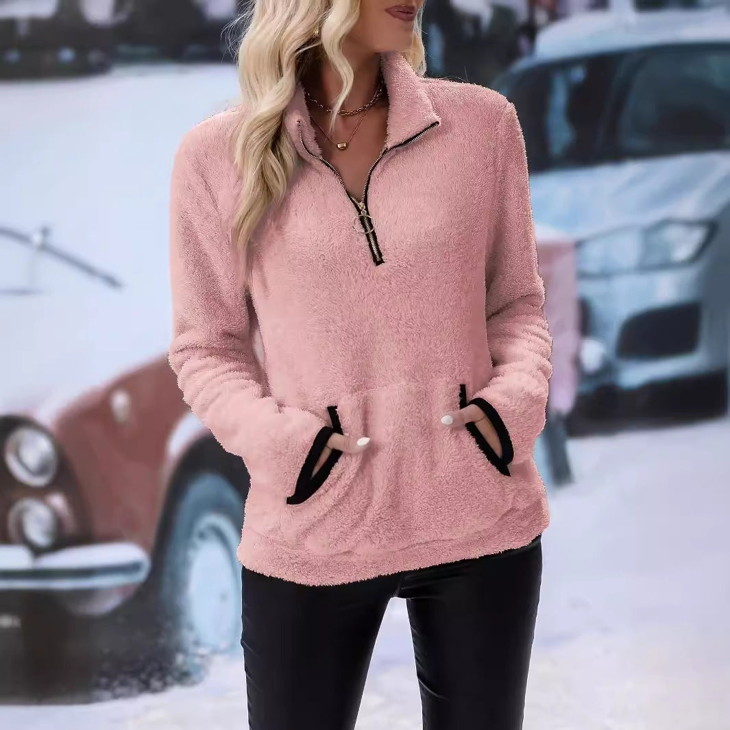 Jessica™ | Half Zip Plush Zip Up Sweater