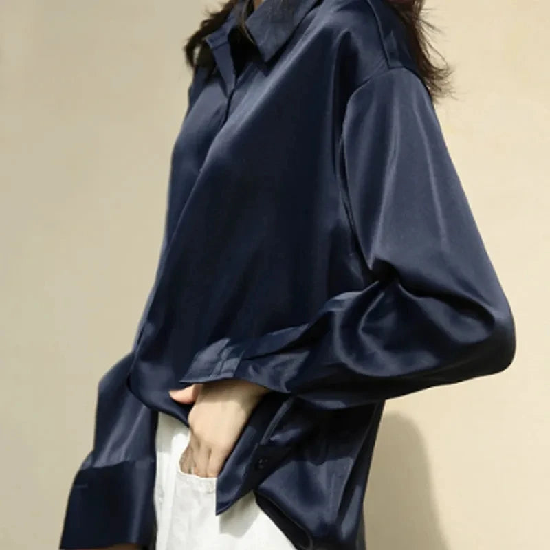 Elisa™ | Satin Buttoned Blouse