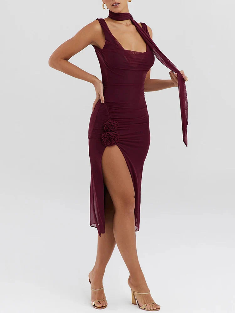 Amara™ |  Graceful Maxi Dress with Open Leg