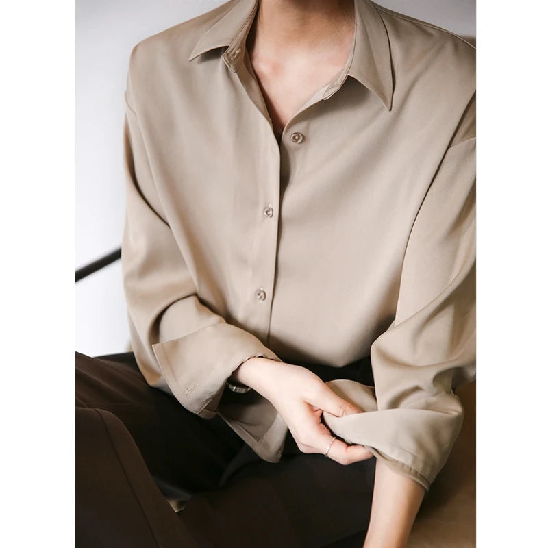 Elisa™ | Satin Buttoned Blouse