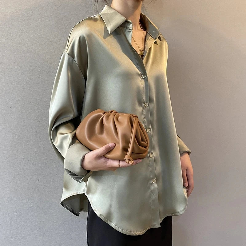 Elisa™ | Satin Buttoned Blouse