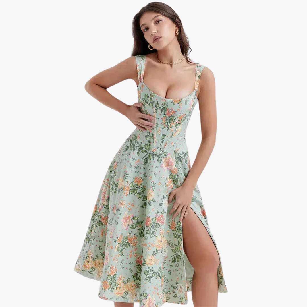 Freya™ |  Floral Corset Midi Dress