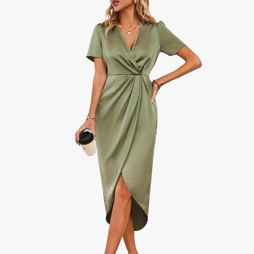 Floryn™ |  Elegant Satin Wrap Dress