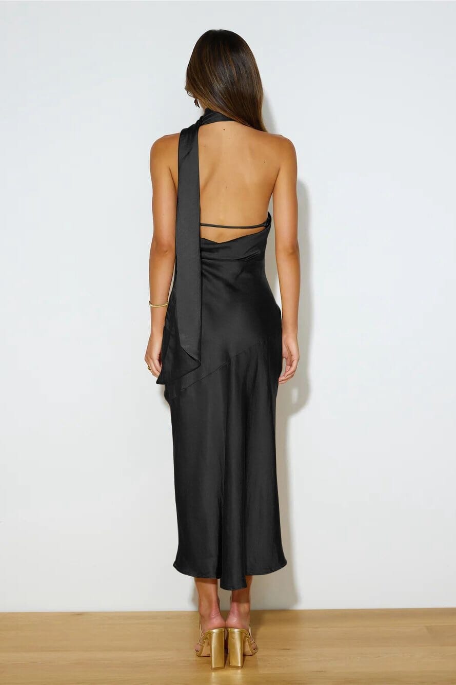 Chloe™ |  Silk Midi Dress with Halter Neck