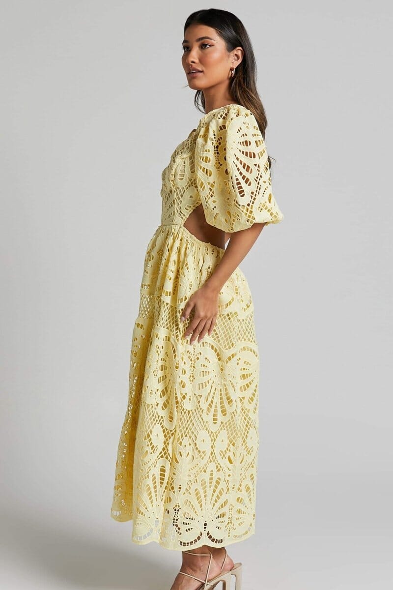 Sandra™ | Embroidered Lace Midi Dress